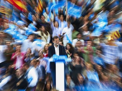 Mariano Rajoy, durante el mitin de Valencia.