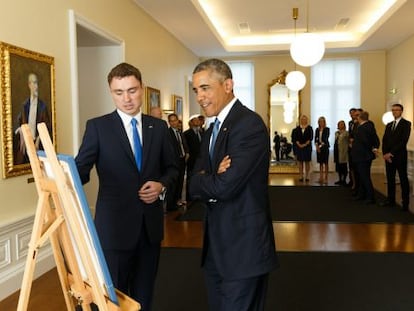 El presidente Obama durante su encuentro con el primer ministro de Estonia, Taavi Roivas. 