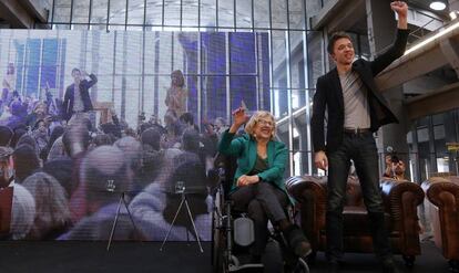 Manuela Carmena e Iñigo Errejon, durante el acto de Mas Madrid.