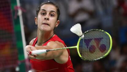 La española Carolina Marín ante la india Sindhu Pusarla en la final de bádminton de los Juegos Olímpicos Río 2016.
