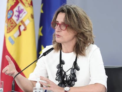 Teresa Ribera, vicepresidenta cuarta del Gobierno y ministra de Transición Ecológica, tras un Consejo de Ministros.