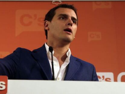 Albert Rivera durante la rueda de prensa. 