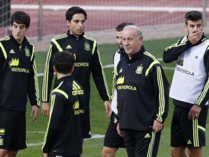 Del Bosque durante el entrenamiento de este martes.