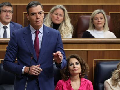 El presidente del Gobierno, Pedro Sánchez, durante la sesión de control de este miércoles.