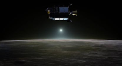 Recreaci&oacute;n de la nave LADEE sobre la Luna.