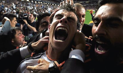 La celebraci&oacute;n de Bale despu&eacute;s de marcar el 2-1 en Lisboa en la pr&oacute;rroga.
