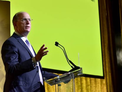 Larry Fink, presidente de BlackRock, durante una intervención en Nueva York en noviembre de 2018