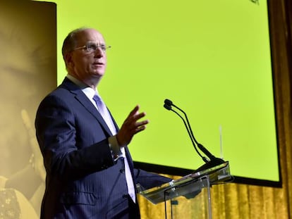 Larry Fink, presidente de BlackRock, durante una intervención en Nueva York en noviembre de 2018