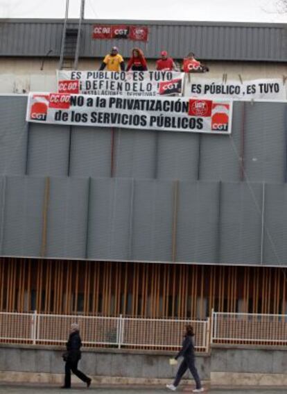 Protesta realizada en el polideportivo en diciembre de 2010.