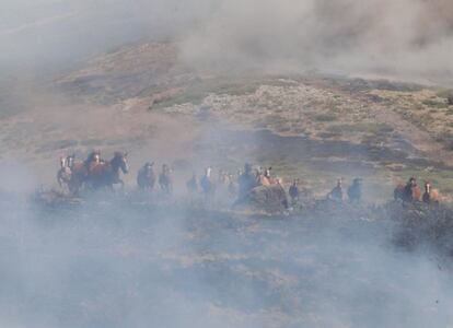 El incendio del Real Sitio de San Ildefonso, en la vertiente segoviana de la sierra, ha arrasado unas 400 hectáreas, la mitad de las cuales corresponden al ámbito del Parque Nacional de Guadarrama y 100 de ellas son de masa arbolada.