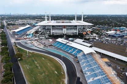The F1 race track and the Hard Rock Stadium at Miami Gardens, Florida.