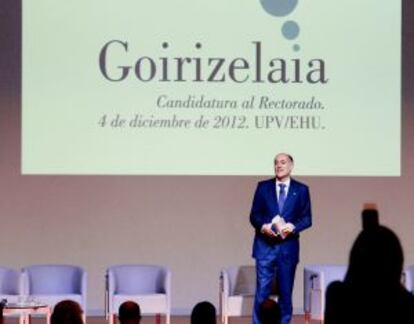 Goirizelaia, la pasada semana en Bilbao, durante la presentación de su candidatura a la reelección
