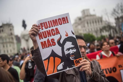 La manifestaci&oacute;n contra el fujimorismo en Lima. 