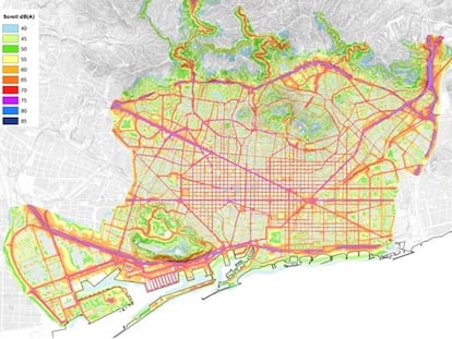 Mapa del ruido diurno en Barcelona