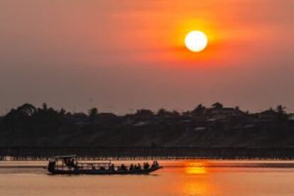 Atardecer sobre el río Mekong en Kampong Cham, en Camboya.