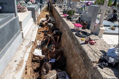 Exhumaciones de la Asociación Comisión de la Verdad de San Sebastián de los Reyes (ACVSSR) en el cementerio de Colmenar Viejo.