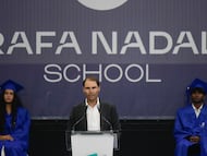 El extenista Rafa Nadal durante el acto de graduación de los estudiantes de la Rafa Nadal Academy, en Manacor, en una foto de archivo de 2025.