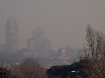 Contaminación atmosférica en Madrid el pasado enero.