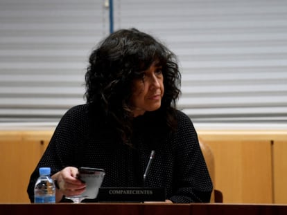 La secretaria de Política Social y Diversidad de Madrid CCOO, Ana González Blanco, comparece este viernes en la Asamblea de Madrid.