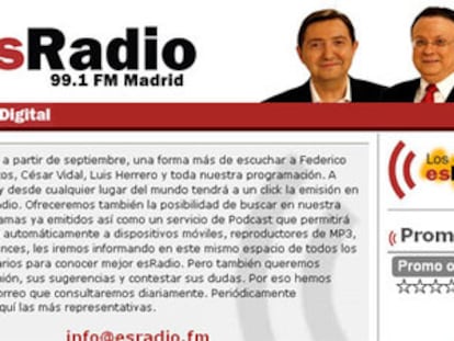 La portada de la web de la nueva radio de Federico Jiménez Losantos.