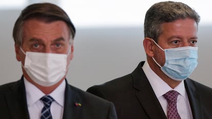 O presidente Jair Bolsonaro e o presidente da Câmara dos Deputados, Arthur Lira (PP-AL), no último dia 22.