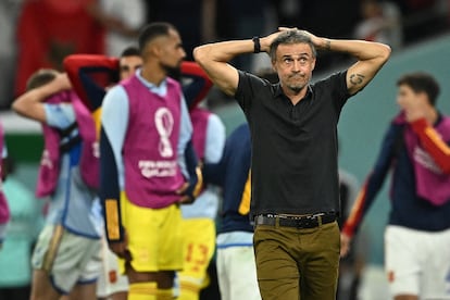 Luis Enrique, durante el partido contra Marruecos.