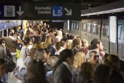 Jornada de huelga del transporte publico en Barcelona.