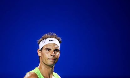 Rafa Nadal, durante un entrenamiento en el torneo de Acapulco.