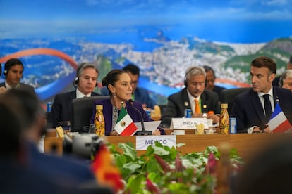 Claudia Sheinbaum durante su participación en la cumbre del G-20, en Río de Janeiro, Brasil.