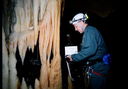 Director Werner Herzog in the Chauvet Cave.