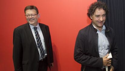 Ximo Puig y Francesc Colomer, ayer, en Castellón.