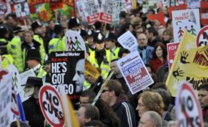 Una marcha de protesta de trabajadores del sector pblico en Londres (Reino Unido). EFE/Archivo