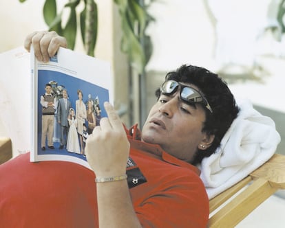 Diego Armando Maradona en una de las imágenes promocionales de la campaña del Sónar 2002.