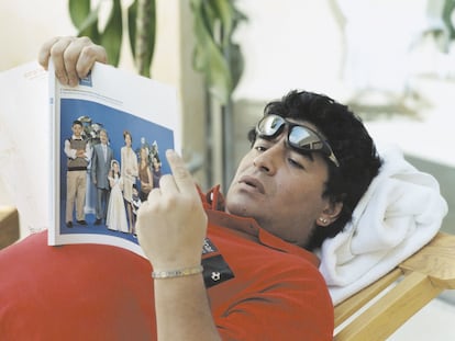 Diego Armando Maradona en una de las imágenes promocionales de la campaña del Sónar 2002.