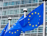 Banderas de la Unión Europea frente a la Comisión Europea, en Bruselas.