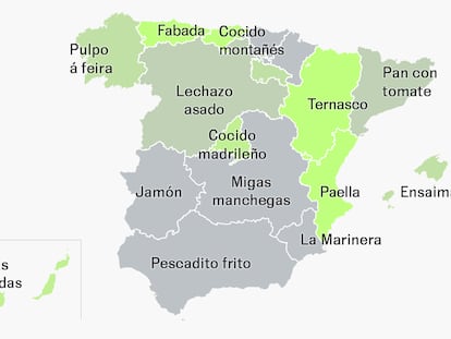 El mapa español de los platos típicos: de la paella valenciana a las patatas a la riojana