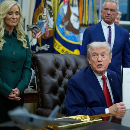 El presidente de Estados Unidos, Donald Trump, durante la rueda de prensa posterior a la reunión de su gabinete.
