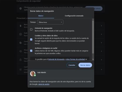 Datos Google Chrome caché