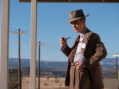 This image released by Universal Pictures shows Cillian Murphy in a scene from "Oppenheimer." (Universal Pictures via AP)