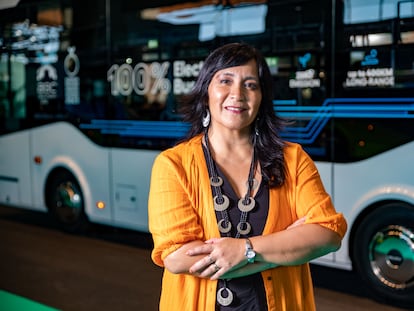 Paola Tapia, cofundadora de Mujeres en Movimiento y responsable de los autobuses urbanos de Santiago de Chile, la semana pasada en Barcelona.