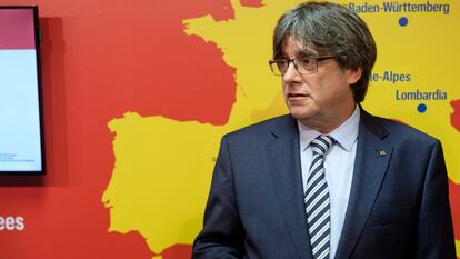 Carles Puigdemont, líder de Junts y eurodiputado, en la Diada de 2022, en Bruselas.