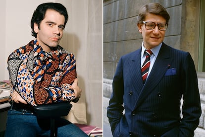 Karl Lagerfeld vs. Yves Saint Laurent

Su rivalidad se remonta a 1954 cuando ganaron el que hoy sería el Woolmark Prize en diferentes categorías (abrigo y vestido respectivamente). Sus carreras tomarían rumbos distintos, pero siempre moviéndose en círculos concéntricos (y con un interés en un mismo hombre, Jacques de Bascher). Su enfrentamiento fue de por vida, hasta que Laurent falleció en 2008.