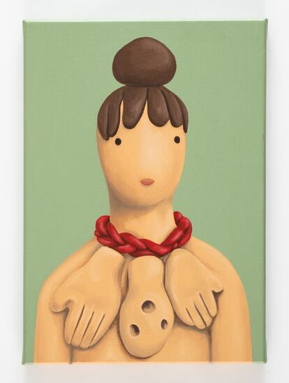 El lienzo 'Coaltlicue', de Rosalía Banet, en la galería Rafael Pérez Hernando.