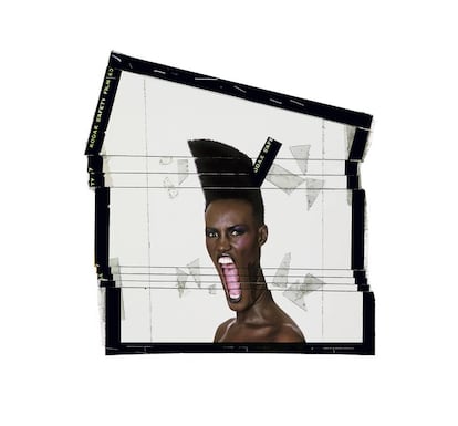 Grace Jones, en la portada del álbum Slave to the Rhythm (1985).