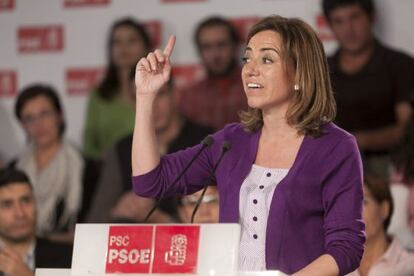 La candidata a la Secretaría General del PSOE, Carme Chacón, durante un acto con militantes socialistas de Gran Canarias. /EFE