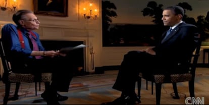 El presidente Obama y Larry King en un momento de la entrevista.