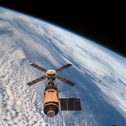 Skylab in Earth orbit in 1973.