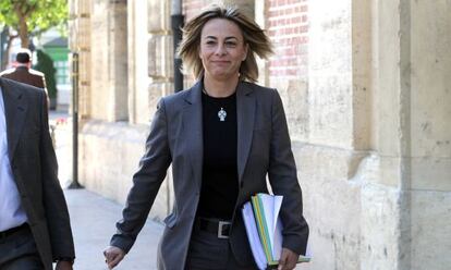 La alcaldesa de Alicante, Sonia Castedo, a su llegada al TSJ valenciano.