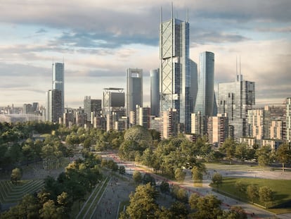 Recreación de las torres y las zonas verdes previstas en el proyecto de Madrid Nuevo Norte.