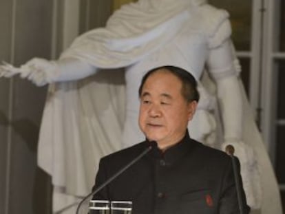 El Nobel de Literatura Mo Yan, durante su discurso de aceptación del premio.